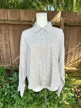 Banana Republic Linen Blend Collared Shirt Size L NWT
